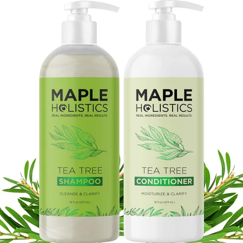 Miniatura 11 de Juego de champú y acondicionador de árbol de té, champú y acondicionador clarificante sin sulfato para el cuidado del cabello graso y el cuero