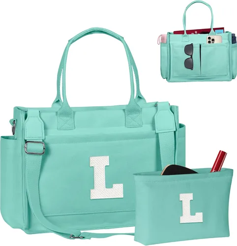 Miniatura 148 de Easter Basket Stuffers, Initial Tote Bag with Makeup Bag, Birthday Gifts for Women, Teen Girl Gifts Trendy Stuff