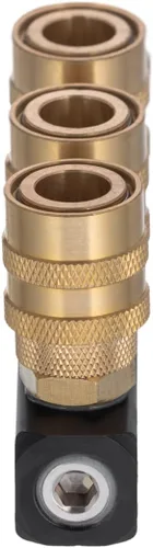 Miniatura 4 de INTERTOOL Colector divisor de aire de 3 vías, 1/4" NPT, conectores de acoplamiento rápido de latón, bloque recto PT08-1855