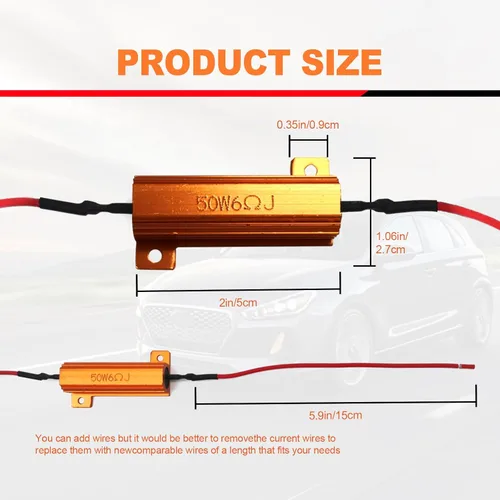 Miniatura 2 de 4 resistencias de carga de 50 W y 6 ohmios, arregla bombilla LED rápido Hyper Flash, código de error de parpadeo de señal de giro, adaptador