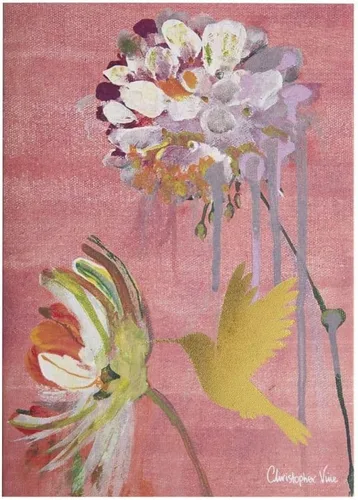 Miniatura 3 de NIQUEA.D, Tarjeta en blanco de dos flores y colibrí