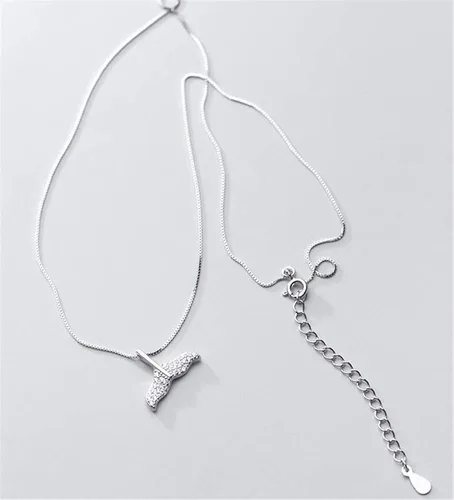 Miniatura 6 de Collar de plata de ley con forma de cola de sirena de cristal para mujeres y niñas delicada colgante de cola de ballena de delfín de peces