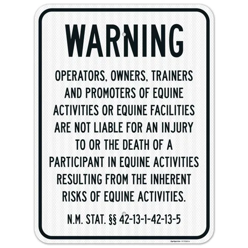 Miniatura 12 de Sigo Signs, Warning Under New Mexico Law Patrocinador de actividad equina o letrero profesional, 10 x 7 pulgadas, calcomanías de vinilo de 4 mil