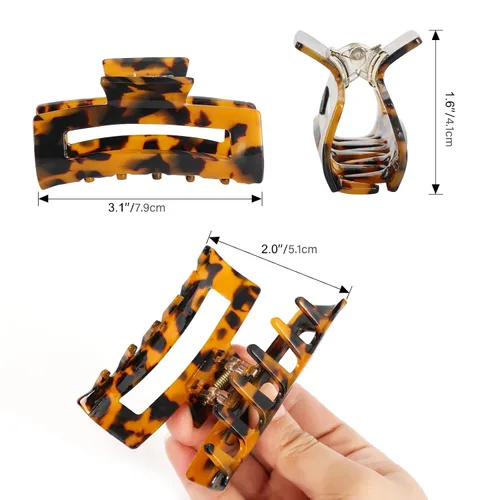 Miniatura 2 de Paquete de 8 pinzas acrílicas medianas de mariposa para el cabello, estampado de leopardo, agarre fuerte antideslizante para mujeres y niñas