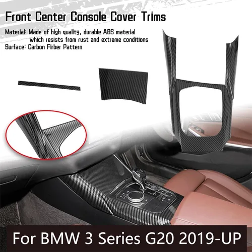 Miniatura 2 de x xotic tech Cubierta del panel de cambio de engranajes de la consola central interior, patrón de fibra de carbono, compatible con BMW Serie 3 G20