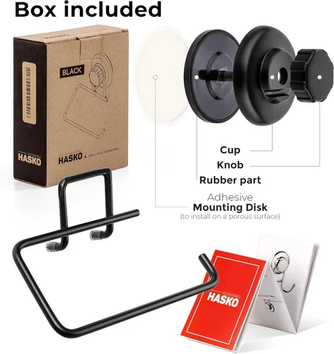 Miniatura 6 de HASKO accessories - Potente soporte de papel higiénico con ventosa al vacío - Soporte de pared sin taladrar dispensador de rollos de papel de papel
