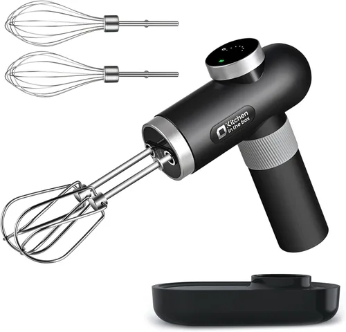 Miniatura 7 de Kitchen in the box Mezclador de mano recargable inalámbrico para cocina, mezclador eléctrico de mano portátil con batidor, batidor de globo