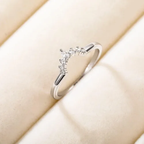 Miniatura 2 de Mameloly Alianzas de boda para mujer, anillos de compromiso apilables curvados y apilables con circonita cúbica de forma redonda y forma redonda