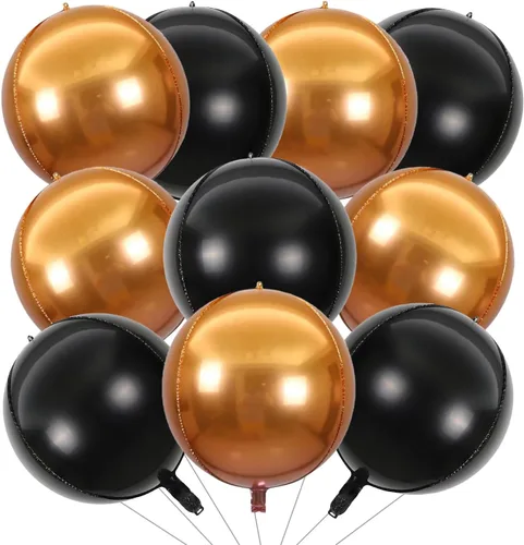 Miniatura 7 de KALOR Globos de papel de aluminio de 22 pulgadas de feliz año nuevo, 10 piezas, globos grandes 4D gigantes redondos de papel de aluminio metálico