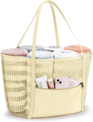 Miniatura 7 de KALIDI FANCY FOREST Bolsa de asas de malla de playa, bolso de hombro para mujer MAX 27L Bolsa de comestibles