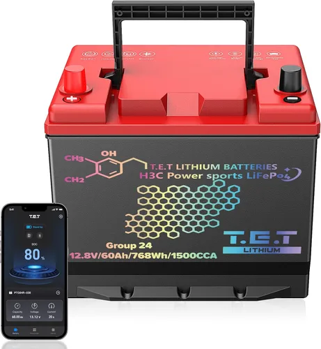TET - Baterías de arranque y parada para coche BCI Group 24, batería automotriz sin mantenimiento, 12.8 V, 60 Ah, 768 Wh 1500 CCA baterías de
