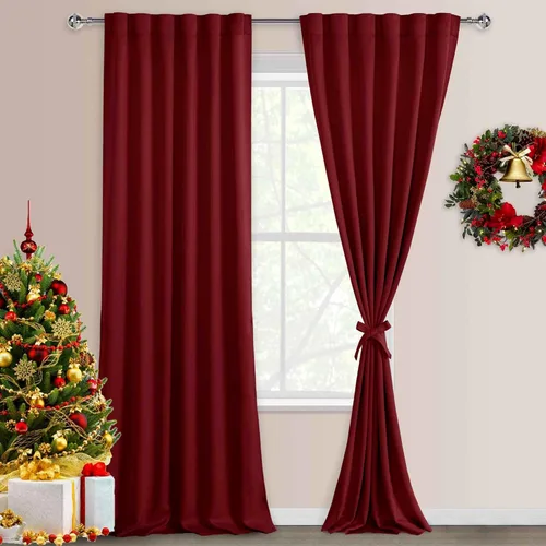 Miniatura 71 de DWCN Cortinas opacas con pestaña trasera para ventana - Cortinas opacas con bolsillo para barra para oscurecer la habitación para dormitorio/sala
