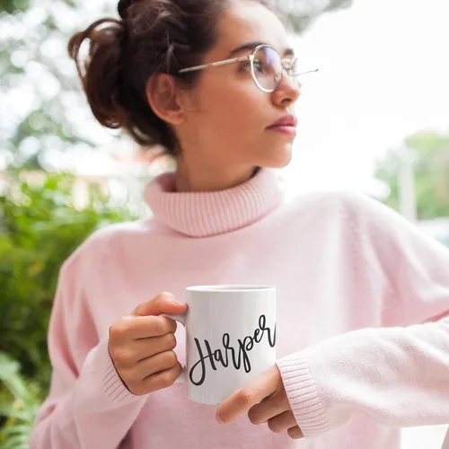 Miniatura 2 de Juego de 2 tazas de café personalizadas de 11 onzas para parejas con nombre/texto, tazas de café de cerámica, tazas personalizadas para esposa