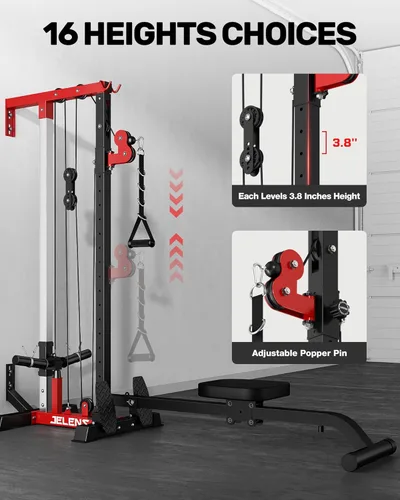 Miniatura 4 de JELENS RC01 - Máquina plegable LAT desplegable con asiento ajustable, estación de cable de montaje en pared con 16 posiciones ajustables, máquina