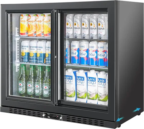 Miniatura 10 de Enfriador de barra trasera con 2 puertas de vidrio, refrigerador comercial de bebidas bajo mostrador, 7.4 pies cúbicos, ETL, refrigeradores