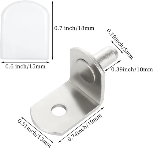 Miniatura 2 de WOPPLXY 100 pines de estante de 0.197 in, clavijas de soporte para estantes, pasadores de estante de gabinete con funda de goma, clavijas ajustables