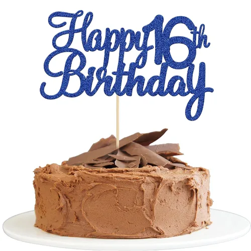 Miniatura 21 de Gyufise 1 decoración para pastel de cumpleaños número 10 con purpurina azul para tarta de 10 años de edad, decoraciones fabulosas para tartas