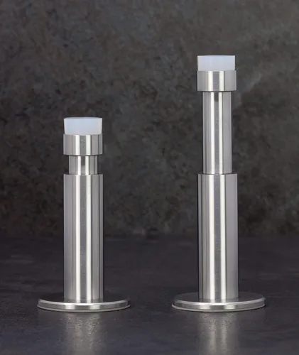 Miniatura 10 de Tope de puerta montado en la pared Caucho blanco de silicona natural Instalación de adhesivo o tornillo Acero inoxidable Longitud regulable
