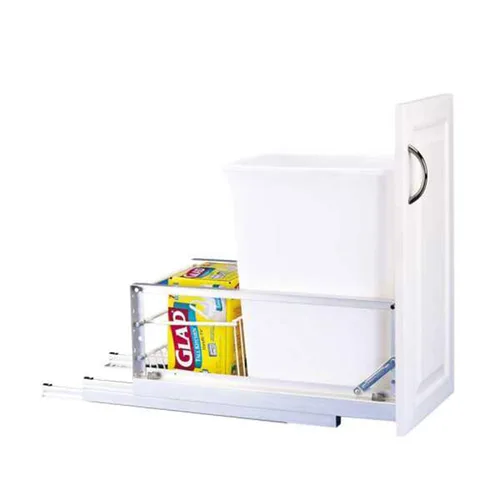 Miniatura 5 de Rev-A-Shelf Contenedor de basura extraíble individual de aluminio de 35 cuartos de galón con cierre suave para gabinetes de cocina base, ancho