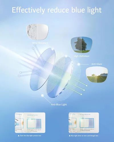 Miniatura 4 de ANRRI - Gafas de luz azul para hombres y mujeres, lentes de bloqueo de luz azul para computadora, antifatiga ocular, lentes de filtro UV ligeros