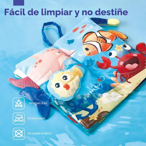 Miniatura 6 de hahaland Juguetes para bebés de 0 a 6 meses, libros arrugados para bebés, paquete de 2, tela suave, sensación al tacto, libro para bebés de 6 a 12