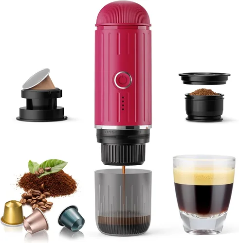 Miniatura 9 de Cafetera eléctrica portátil para café molido y cápsulas NS, tecnología de calentamiento rápido con USB-C, perfecta para RV, senderismo, camping