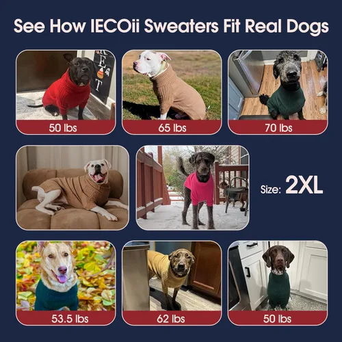 Miniatura 4 de IECOii XXL Suéter para Perro, Suéter Térmico de Punto para Perro Grande con Manga, Sudadera de Cuello Alto para Mascotas, Perro, para Perros Extra