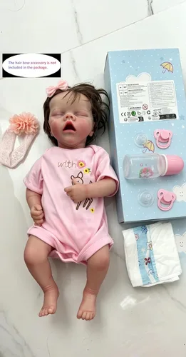 Miniatura 7 de Lindas muñecas de bebé Reborn de cuerpo completo de silicona de 18 pulgadas durmiendo recién nacido, niña realista de silicona de la vida real