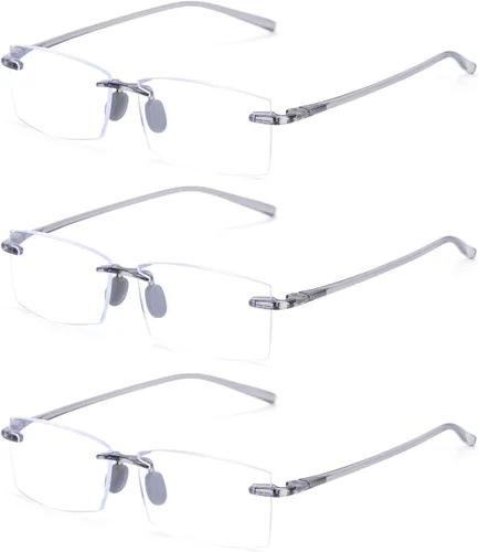 TERAISE Anteojos de lectura sin montura cómodos, ligeros, sin marco, para hombres y mujeres, con bloqueo de luz azul, lentes de computadora Gris