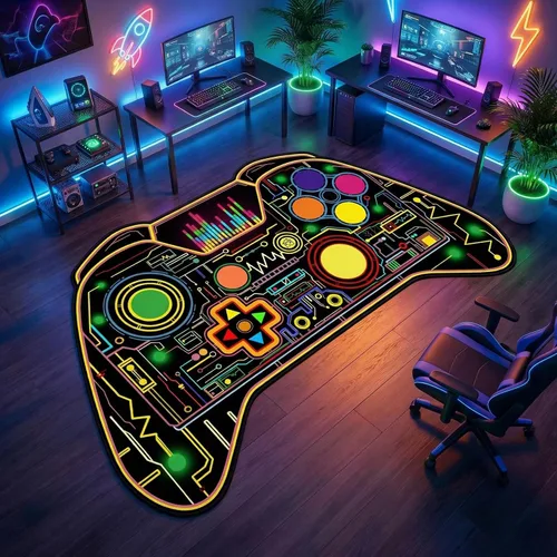Miniatura 11 de Alfombra de videojuegos para habitación de niños, alfombra de control de videojuegos, decoración de habitación de jugadores para niños, adolescentes