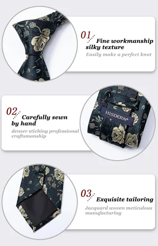 Miniatura 92 de Corbatas florales tejidas clásicas para hombre, corbata cuadrada de bolsillo, corbatas formales para hombres, boda con pañuelo