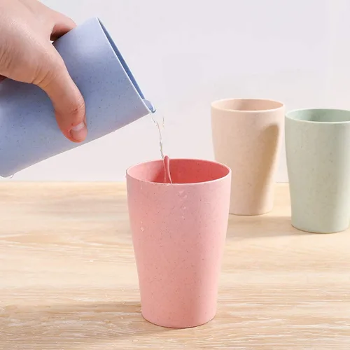 Miniatura 8 de Juego de 4 vasos con pajita de trigo, irrompibles y reutilizables, ecológicos, saludables, para jugo de leche, agua, aptos para lavavajillas