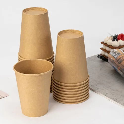 Miniatura 5 de RACETOP Paquete de 100 tazas de café de 12 onzas, tazas de café desechables, vasos de papel Kraft, tazas calientes sin blanquear para el hogar