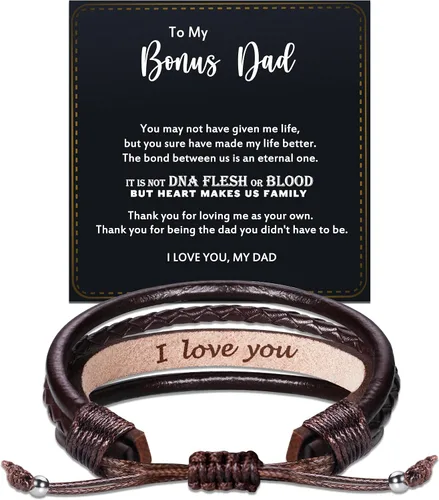 Miniatura 40 de Regalos del día del padre para papá, marido, pulsera de cuero para hombres, él, novio, hijo, ajustable, marrón, pulsera de cuero para hombre