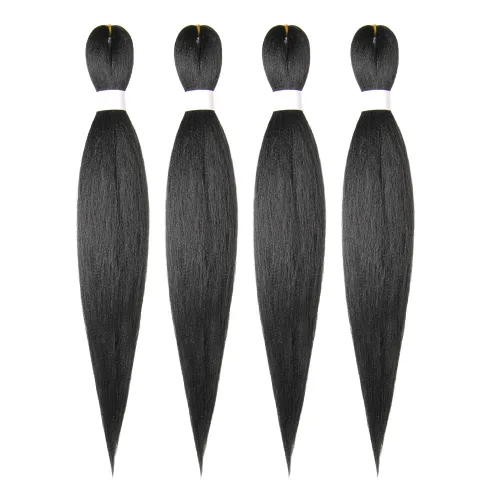 Miniatura 41 de Cabello trenzado preestirado de 10 pulgadas, 4 paquetes, extensiones de cabello corto para trenzas, cabello sintético preestirado #1 (negro azabache)
