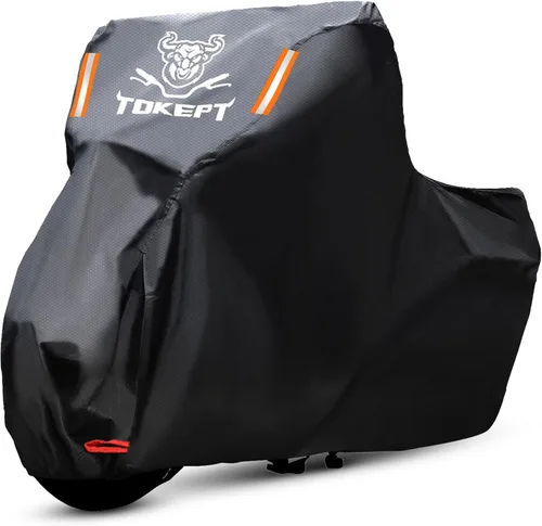Cubierta para motocicleta negra, tela Oxford 210D todo clima, protección contra el agua y el sol, cubierta para vehículo de 86 pulgadas para Harley