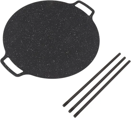 Miniatura 7 de Sartén coreana, sartén redonda antiadherente para barbacoa con asas dobles, conductividad térmica rápida, soporte estable, adecuada para estufa