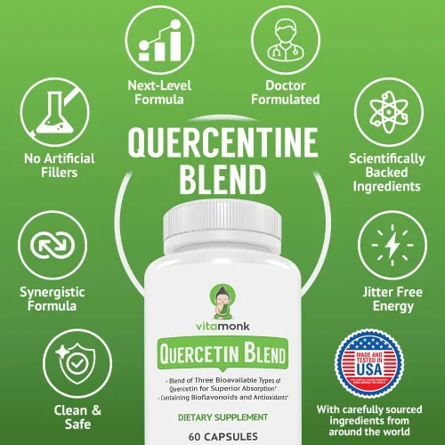 Miniatura 4 de VitaMonk Complejo de quercetina - 3 formas bioactivas - fitosoma de isoquercetina y quercetina con bromelina - Apoyo del sistema inmunológico