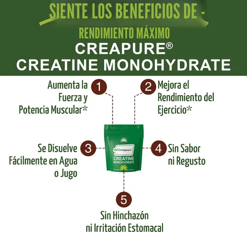 Miniatura 3 de Creapure creatina monohidrato en polvo. Creatina de ultra alta pureza fabricada en Alemania sin nada más añadido. Puro y sin sabor para hombres