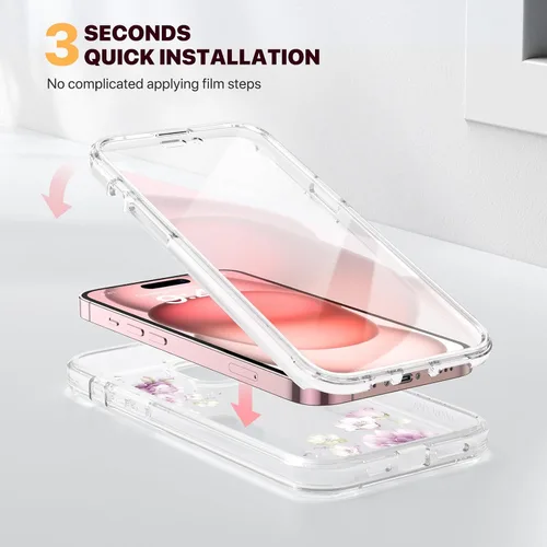 Miniatura 515 de Diaclara Funda diseñada para iPhone 16, mejorada [protección completa de la cámara], carcasa resistente de cuerpo completo con protector de pantalla
