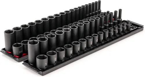 Miniatura 6 de TEKTON Juego de dados de impacto de 6 puntos profundos de 3/8 pulgadas con riel, 19 piezas (0.236-0.945 in) SID91107