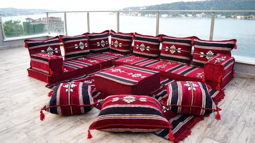 Miniatura 2 de Sofá de piso modular hecho a mano arabicsofa – Asiento oriental Majlis con cojines de respaldo