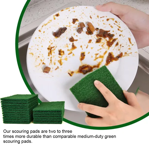 Miniatura 2 de YoleShy 20 almohadillas para fregar, estropajos de platos, 4.5 x 6 pulgadas, reutilizables, verdes, para el hogar, para platos, fregadores de cocina