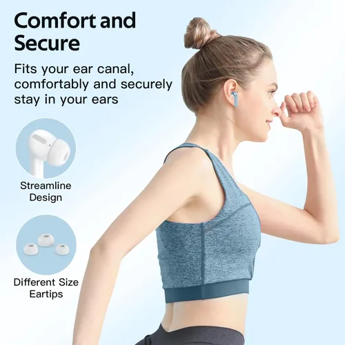 Miniatura 7 de TAGRY Auriculares Bluetooth Auriculares Inalámbricos Verdaderos Auriculares 60H Reproducción Pantalla LED de Energía Audífonos con Estuche de Carga