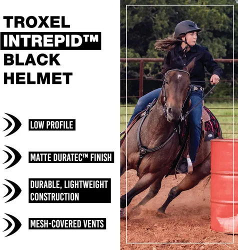 Miniatura 2 de Troxel Intrepid - Casco de equitación para caballos de silla, diseño ajustable de bajo perfil, equipo de seguridad para equitación Negro