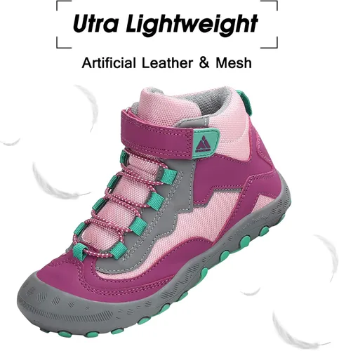 Miniatura 4 de Mishansha - Botas de senderismo para niños y niñas, longitud hasta el tobillo, resistentes al agua, antigolpes, antideslizantes, atléticas, para uso