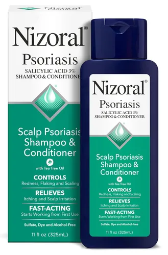 Nizoral Psoriasis champú y acondicionador 11 fl oz, psoriasis cuero cabelludo 2-en 1 champú y acondicionador