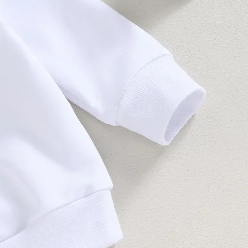 Miniatura 5 de Conjunto de 2 piezas de sudadera con estampado de letras y pantalones largos elásticos, lindos trajes para recién nacidos