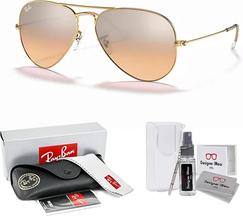 Miniatura 85 de Ray-Ban RB3025 - Lentes de sol de aviador de metal para hombre y mujer + paquete con kit de cuidado de gafas iWear de diseñador