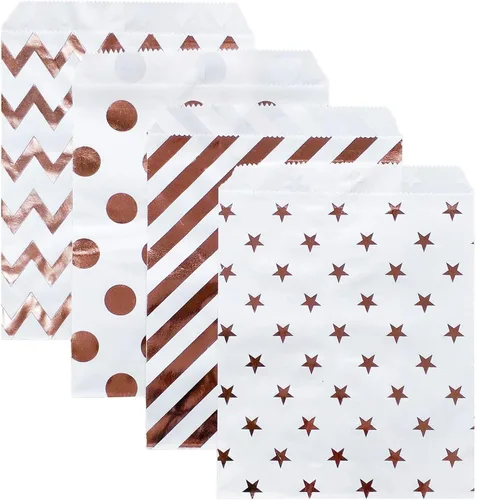 Miniatura 11 de KEYYOOMY 100 bolsas amarillas para bufé de dulces, pequeñas bolsas de galletas, bolsas de papel de lunares para bodas, fiestas de cumpleaños